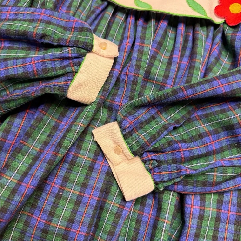 🎀 Vintage Youngland‎ Plaid Dress w/ Flower Collar 🌸 Size Approx 6